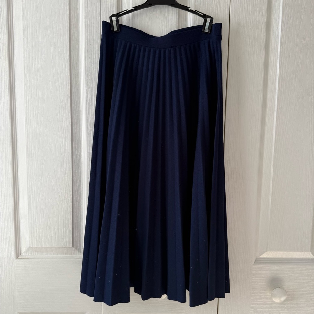 Navy Blue Pleated Skirt